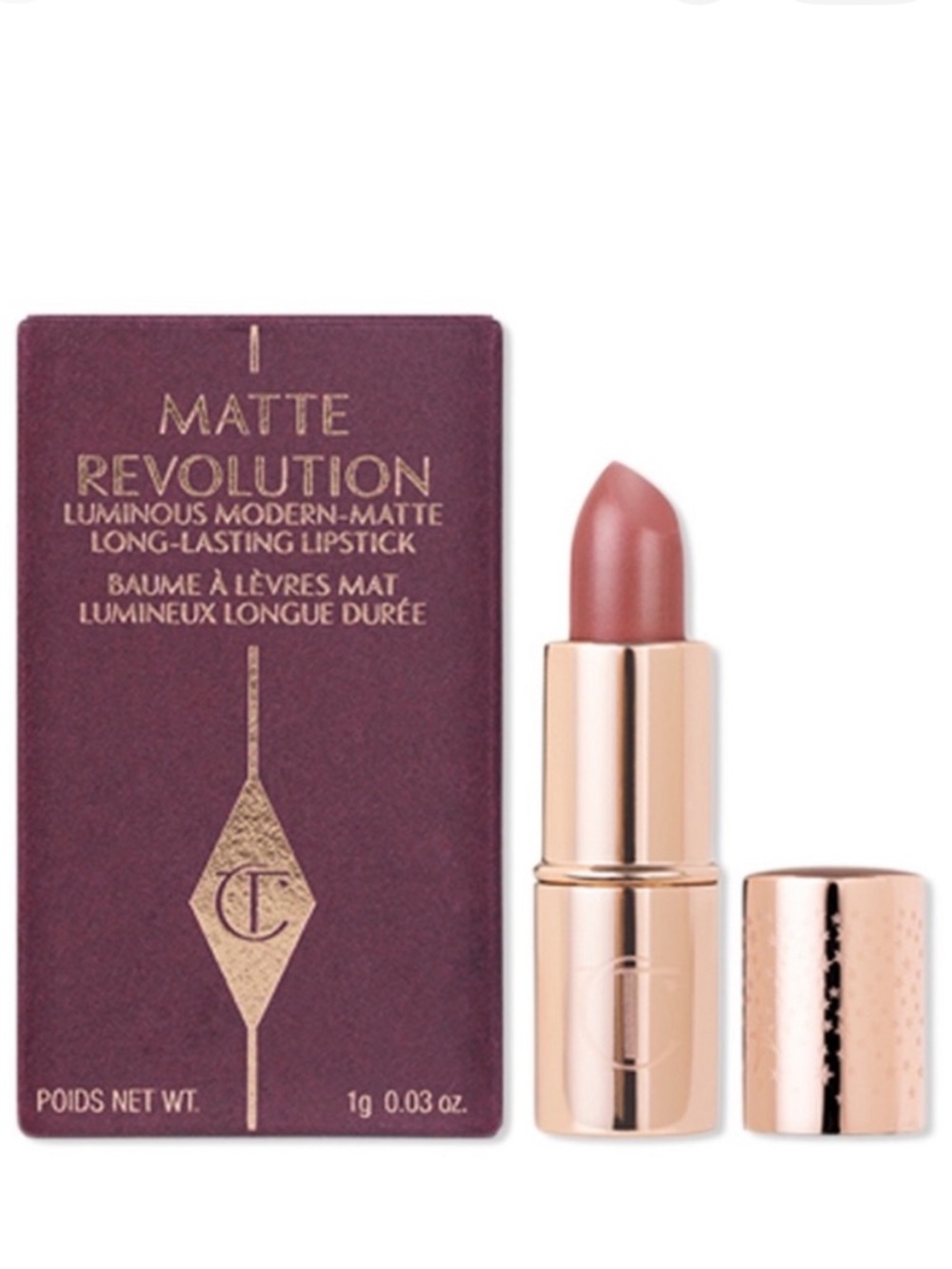 Charlotte Tilbury Matte Revolution Lipstick - Pillow Talk travel size 0.03 oz